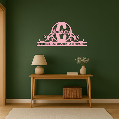 Personalized Initial Monogram Metal Wall Art – Custom Family Name Sign - KAFGP130 - Tampa Home & Garden Store
