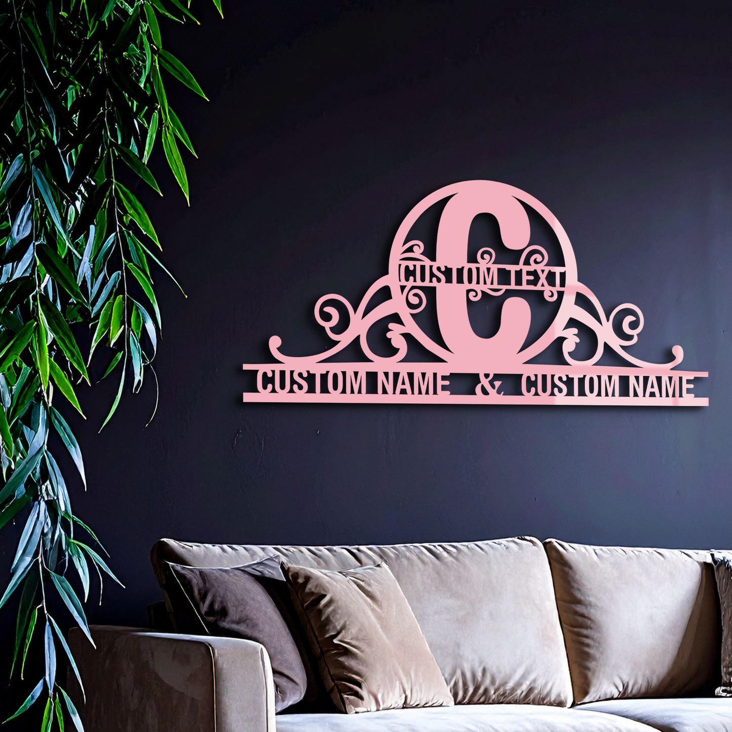 Personalized Initial Monogram Metal Wall Art – Custom Family Name Sign - KAFGP130 - Tampa Home & Garden Store