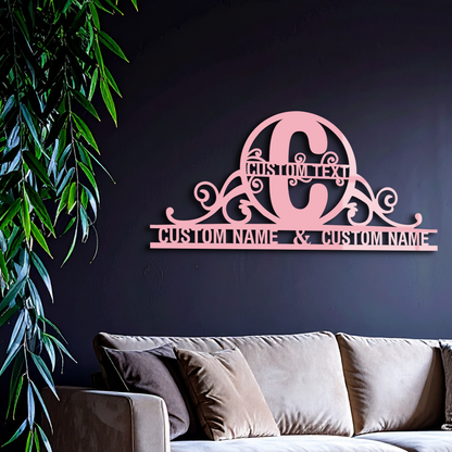 Personalized Initial Monogram Metal Wall Art – Custom Family Name Sign - KAFGP130 - Tampa Home & Garden Store