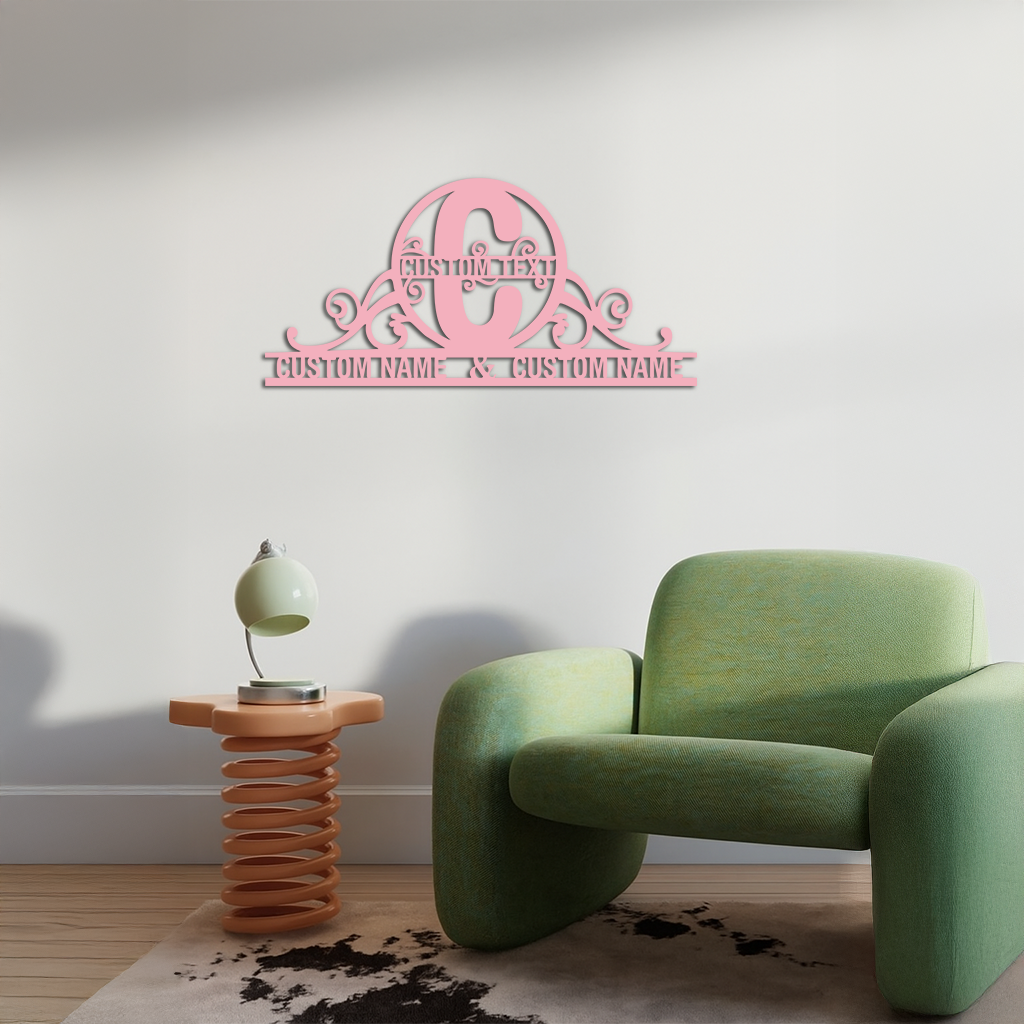 Personalized Initial Monogram Metal Wall Art – Custom Family Name Sign - KAFGP130 - Tampa Home & Garden Store
