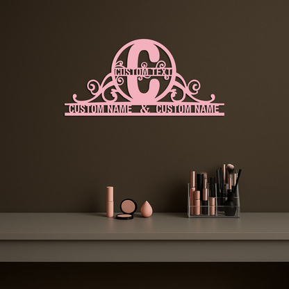 Personalized Initial Monogram Metal Wall Art – Custom Family Name Sign - KAFGP130 - Tampa Home & Garden Store