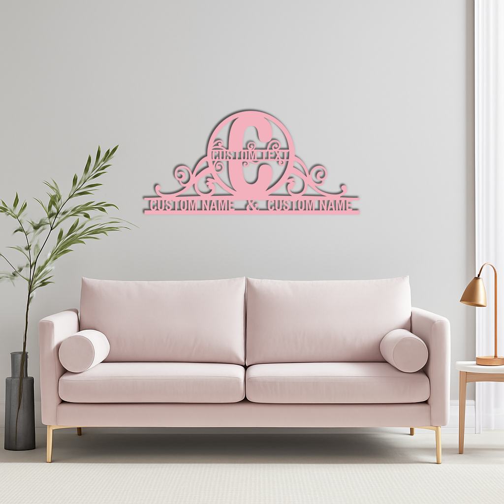Personalized Initial Monogram Metal Wall Art – Custom Family Name Sign - KAFGP130 - Tampa Home & Garden Store