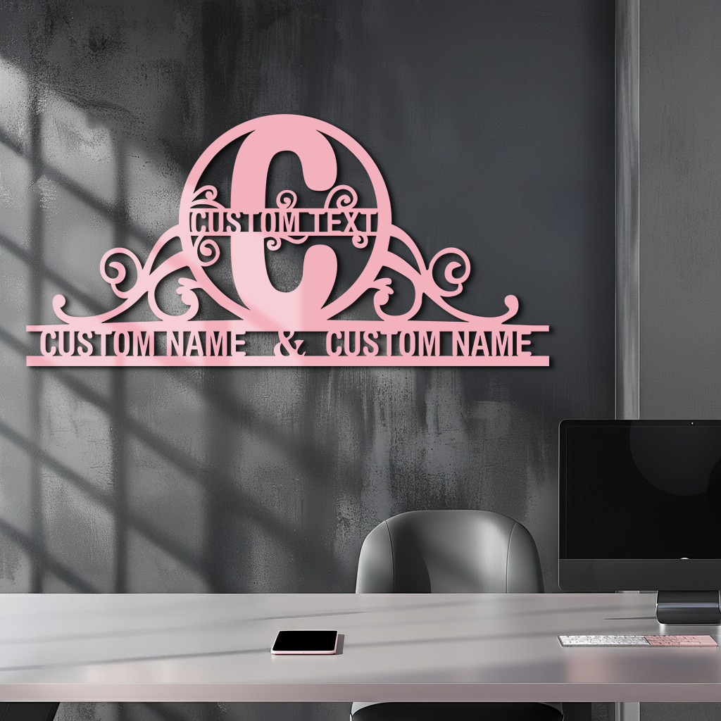Personalized Initial Monogram Metal Wall Art – Custom Family Name Sign - KAFGP130 - Tampa Home & Garden Store