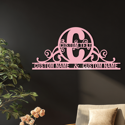 Personalized Initial Monogram Metal Wall Art – Custom Family Name Sign - KAFGP130 - Tampa Home & Garden Store