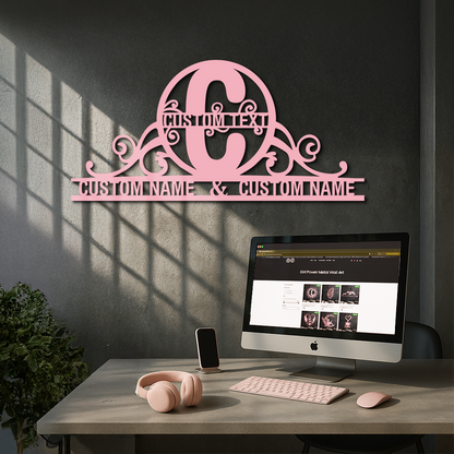 Personalized Initial Monogram Metal Wall Art – Custom Family Name Sign - KAFGP130 - Tampa Home & Garden Store