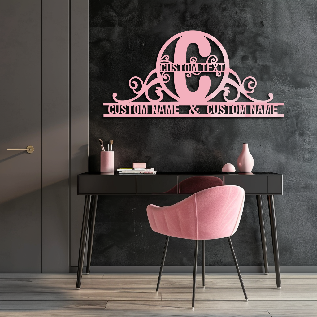 Personalized Initial Monogram Metal Wall Art – Custom Family Name Sign - KAFGP130 - Tampa Home & Garden Store