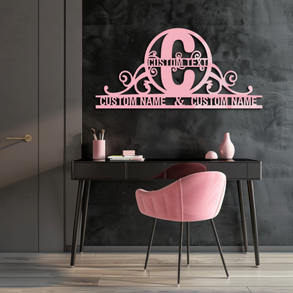 Personalized Initial Monogram Metal Wall Art – Custom Family Name Sign - KAFGP130 - Tampa Home & Garden Store