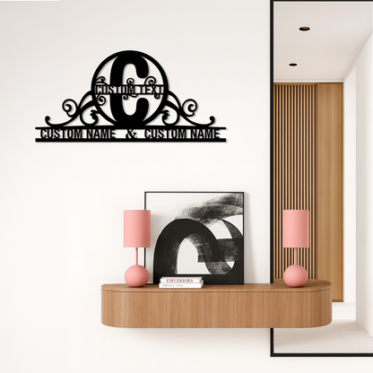 Personalized Initial Monogram Metal Wall Art – Custom Family Name Sign - KAFGP130 - Tampa Home & Garden Store