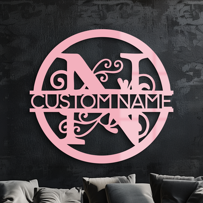 Personalized Monogram Metal Wall Art – Custom Initial & Name Round Sign - KAFGP147 - Tampa Home & Garden Store