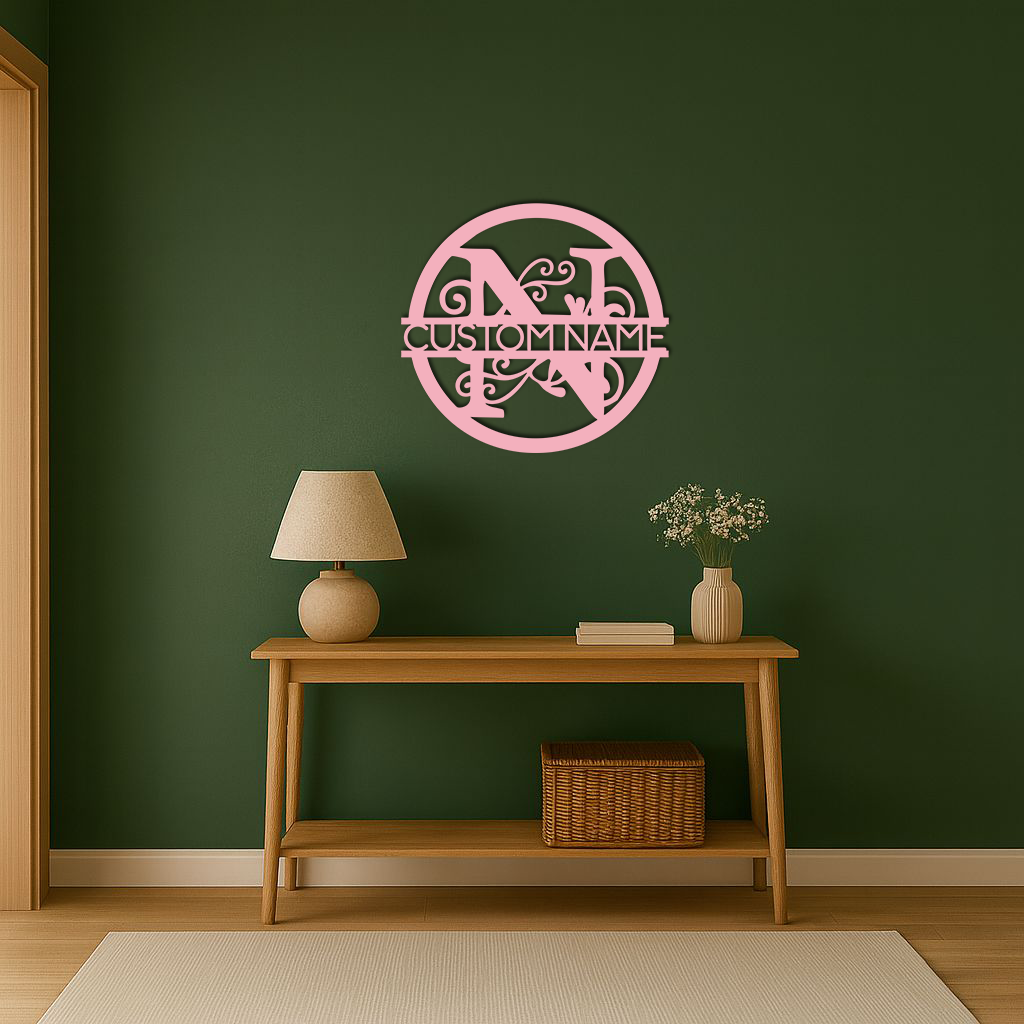 Personalized Monogram Metal Wall Art – Custom Initial & Name Round Sign - KAFGP147 - Tampa Home & Garden Store