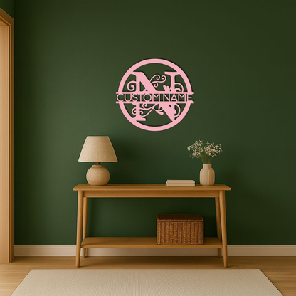 Personalized Monogram Metal Wall Art – Custom Initial & Name Round Sign - KAFGP147 - Tampa Home & Garden Store