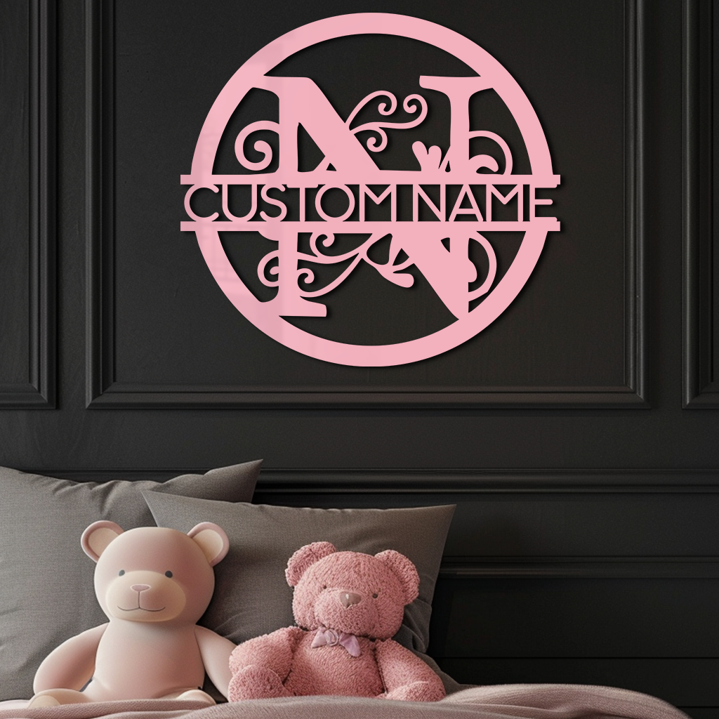 Personalized Monogram Metal Wall Art – Custom Initial & Name Round Sign - KAFGP147 - Tampa Home & Garden Store