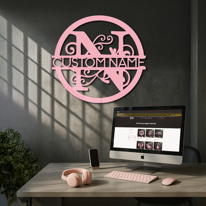 Personalized Monogram Metal Wall Art – Custom Initial & Name Round Sign - KAFGP147 - Tampa Home & Garden Store