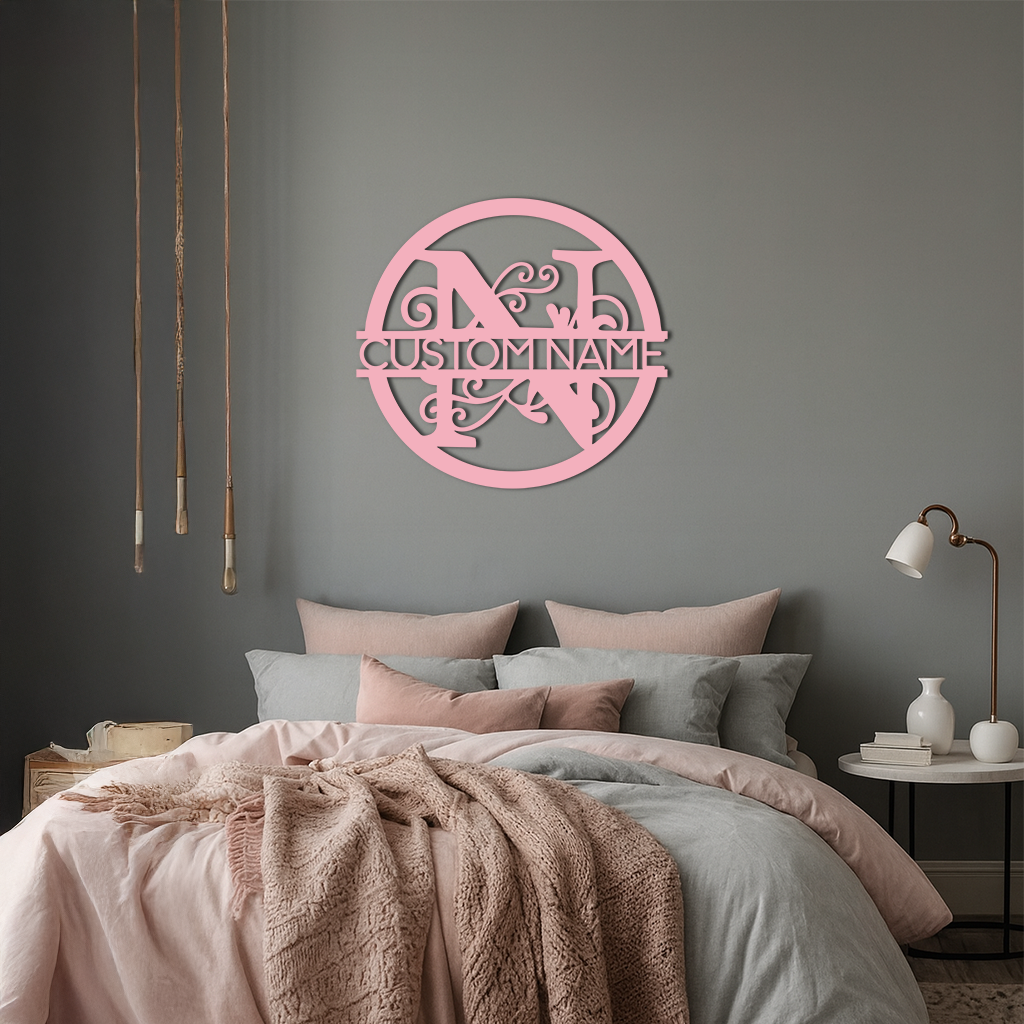 Personalized Monogram Metal Wall Art – Custom Initial & Name Round Sign - KAFGP147 - Tampa Home & Garden Store