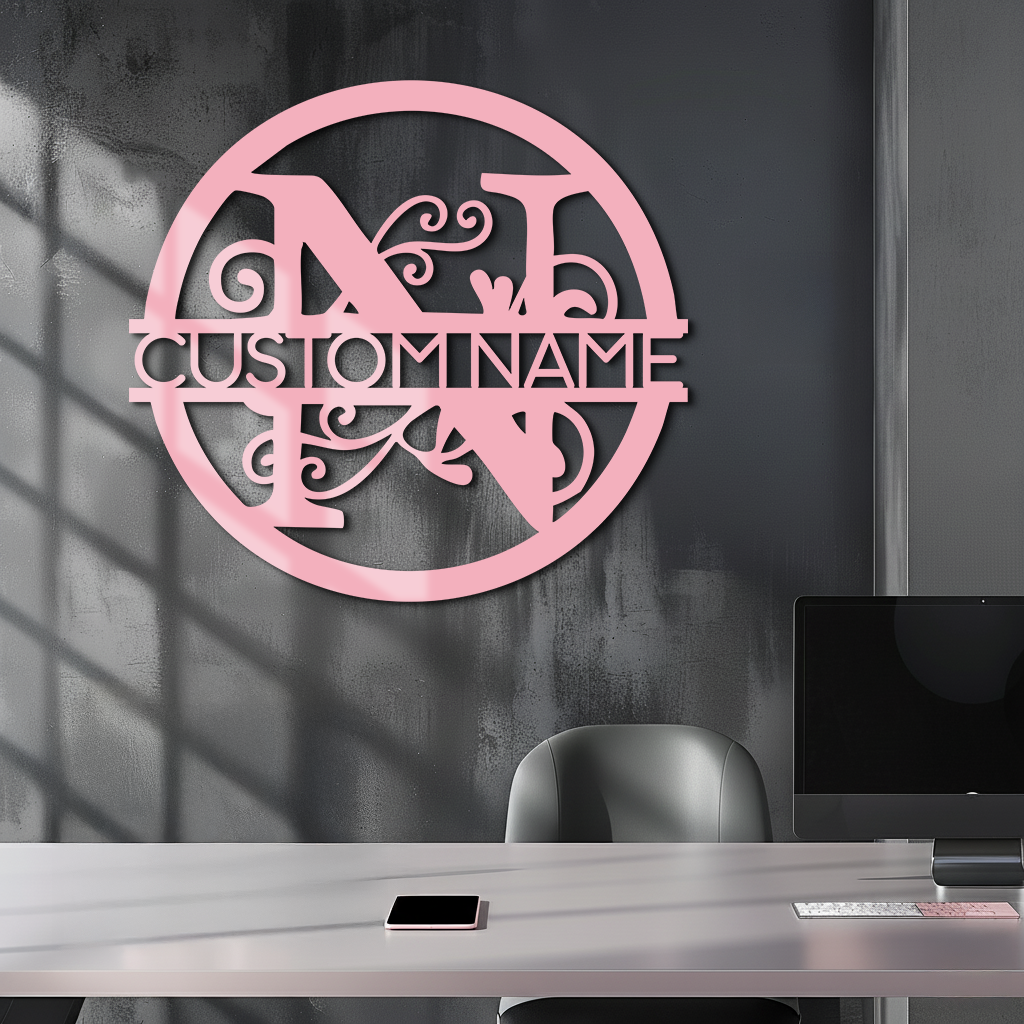 Personalized Monogram Metal Wall Art – Custom Initial & Name Round Sign - KAFGP147 - Tampa Home & Garden Store