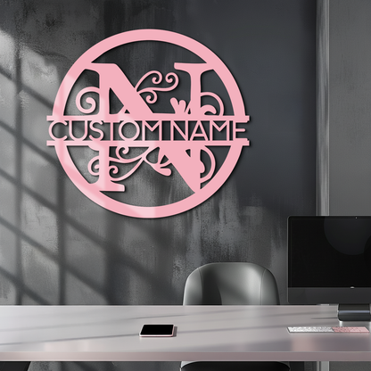 Personalized Monogram Metal Wall Art – Custom Initial & Name Round Sign - KAFGP147 - Tampa Home & Garden Store
