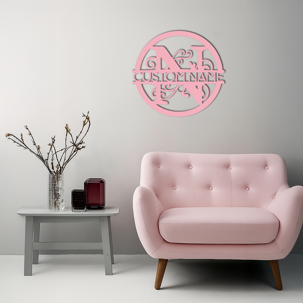 Personalized Monogram Metal Wall Art – Custom Initial & Name Round Sign - KAFGP147 - Tampa Home & Garden Store