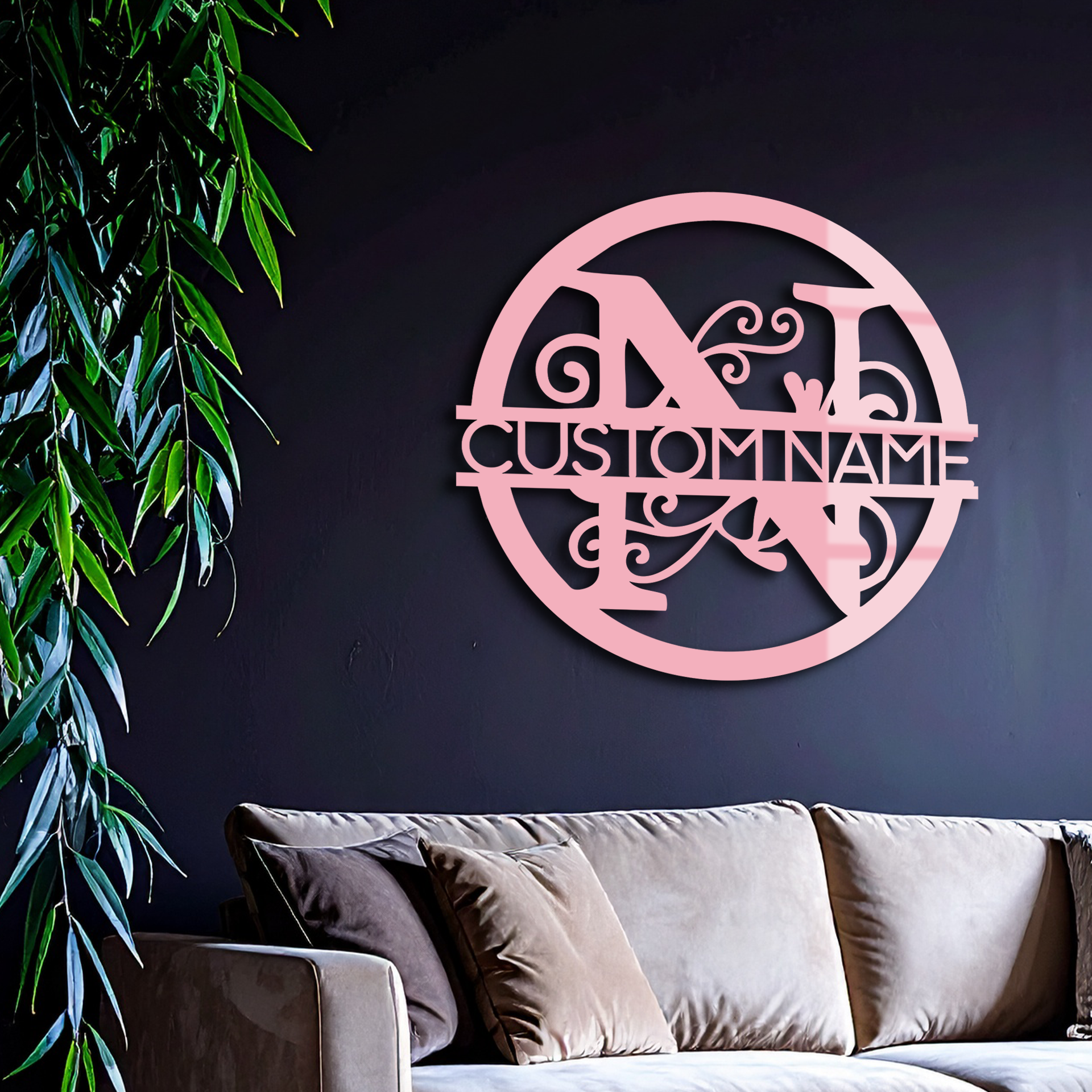 Personalized Monogram Metal Wall Art – Custom Initial & Name Round Sign - KAFGP147 - Tampa Home & Garden Store