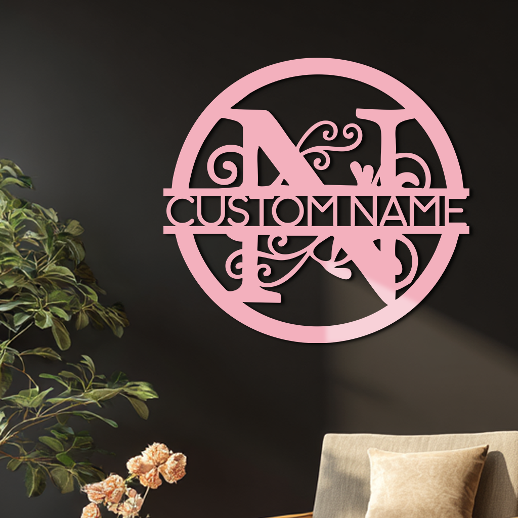 Personalized Monogram Metal Wall Art – Custom Initial & Name Round Sign - KAFGP147 - Tampa Home & Garden Store