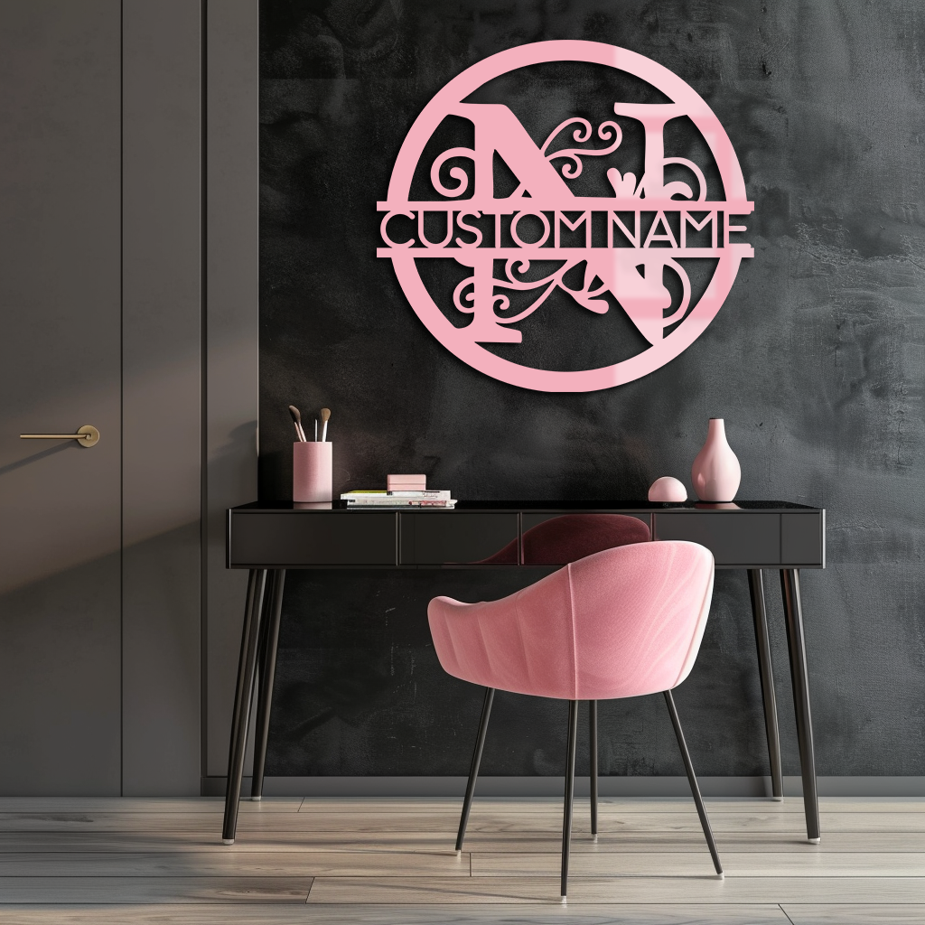 Personalized Monogram Metal Wall Art – Custom Initial & Name Round Sign - KAFGP147 - Tampa Home & Garden Store