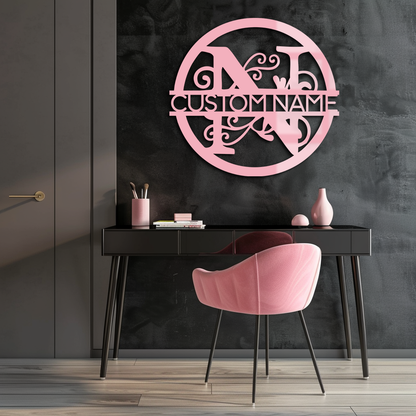 Personalized Monogram Metal Wall Art – Custom Initial & Name Round Sign - KAFGP147 - Tampa Home & Garden Store