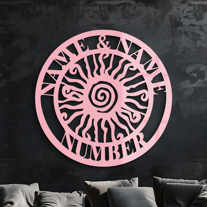 Personalized Sun Spiral Metal Wall Art – Custom Name & Number Outdoor Decor - KAFGP129 - Tampa Home & Garden Store