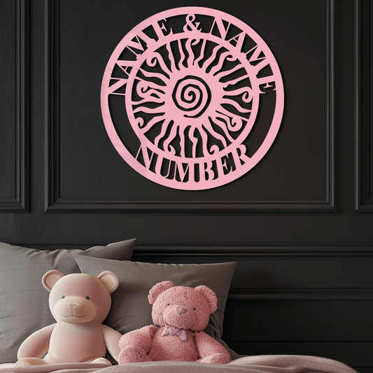 Personalized Sun Spiral Metal Wall Art – Custom Name & Number Outdoor Decor - KAFGP129 - Tampa Home & Garden Store