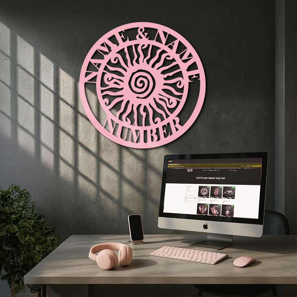 Personalized Sun Spiral Metal Wall Art – Custom Name & Number Outdoor Decor - KAFGP129 - Tampa Home & Garden Store