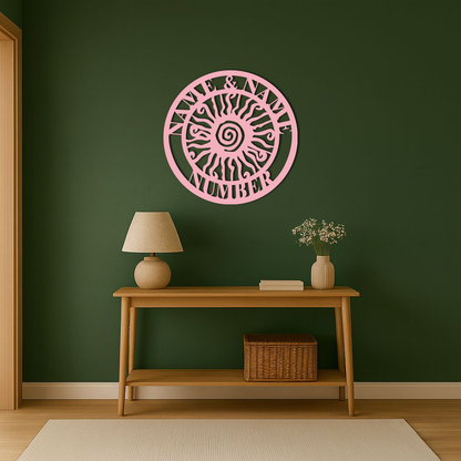 Personalized Sun Spiral Metal Wall Art – Custom Name & Number Outdoor Decor - KAFGP129 - Tampa Home & Garden Store