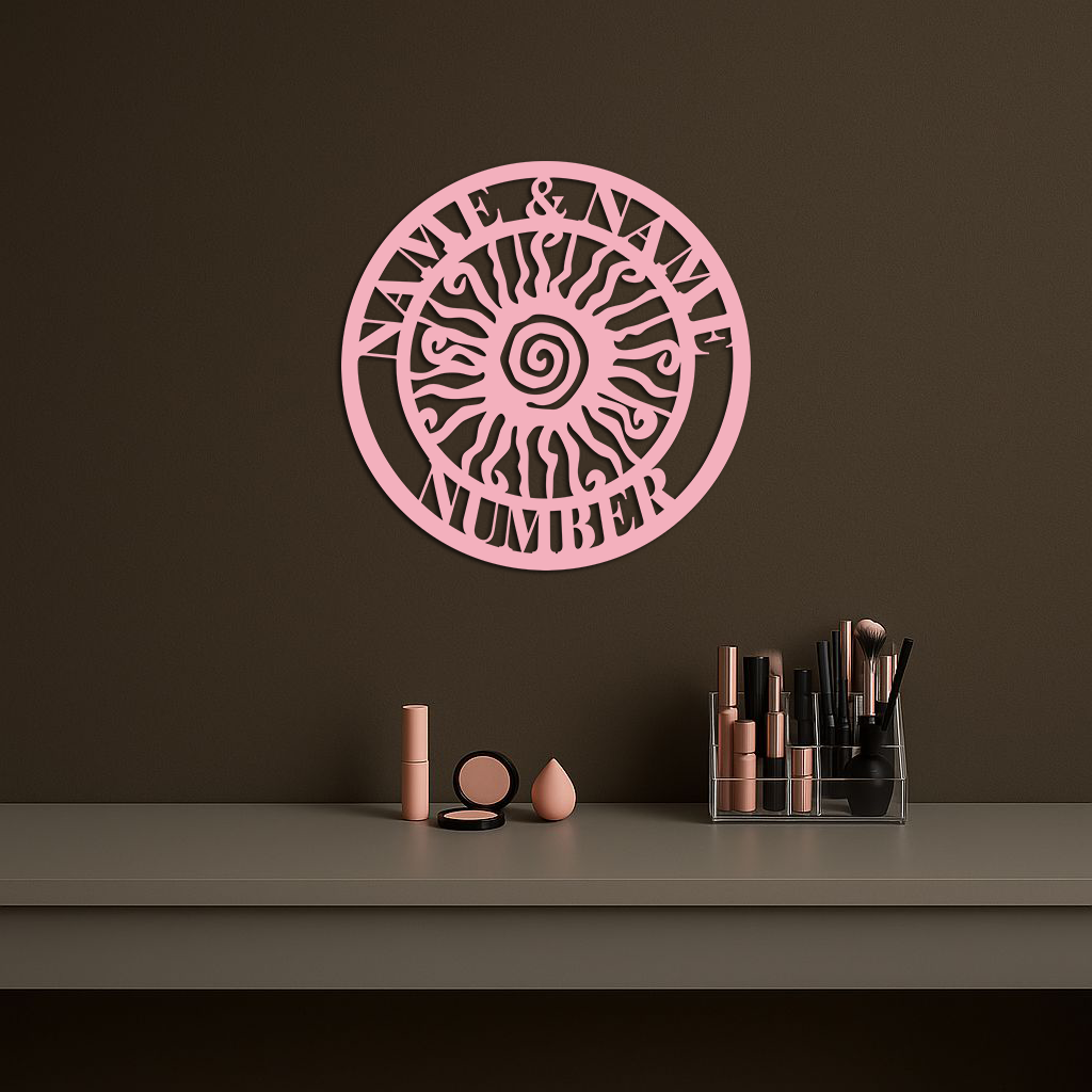 Personalized Sun Spiral Metal Wall Art – Custom Name & Number Outdoor Decor - KAFGP129 - Tampa Home & Garden Store