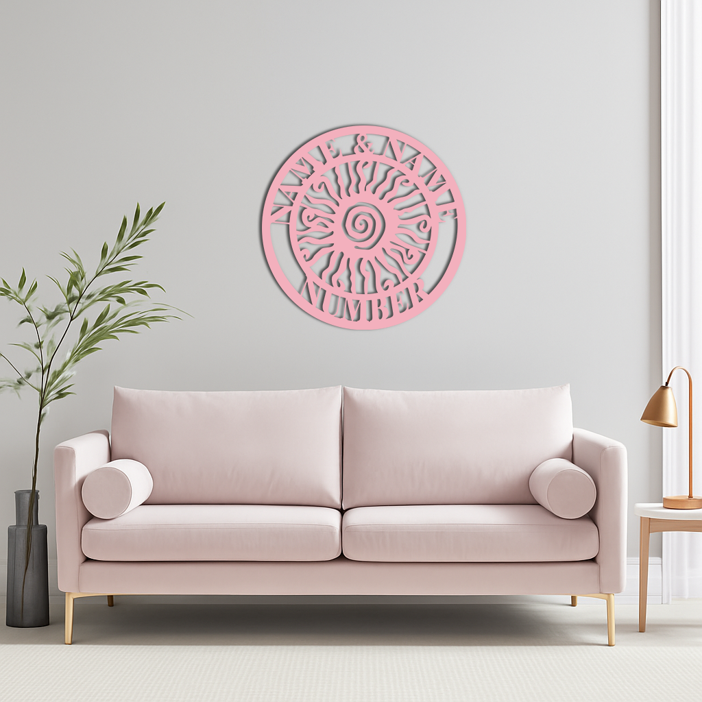 Personalized Sun Spiral Metal Wall Art – Custom Name & Number Outdoor Decor - KAFGP129 - Tampa Home & Garden Store