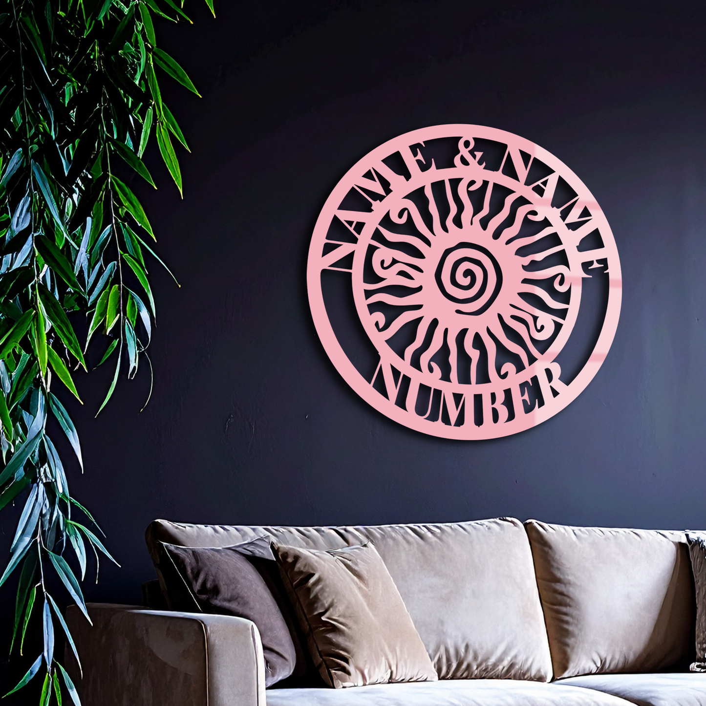 Personalized Sun Spiral Metal Wall Art – Custom Name & Number Outdoor Decor - KAFGP129 - Tampa Home & Garden Store