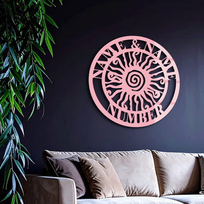 Personalized Sun Spiral Metal Wall Art – Custom Name & Number Outdoor Decor - KAFGP129 - Tampa Home & Garden Store