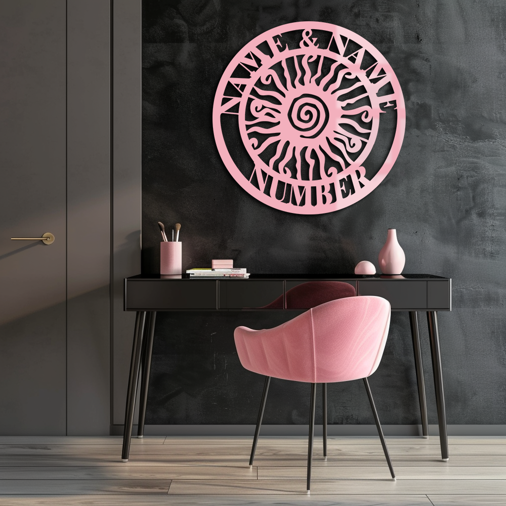Personalized Sun Spiral Metal Wall Art – Custom Name & Number Outdoor Decor - KAFGP129 - Tampa Home & Garden Store