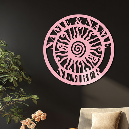 Personalized Sun Spiral Metal Wall Art – Custom Name & Number Outdoor Decor - KAFGP129 - Tampa Home & Garden Store