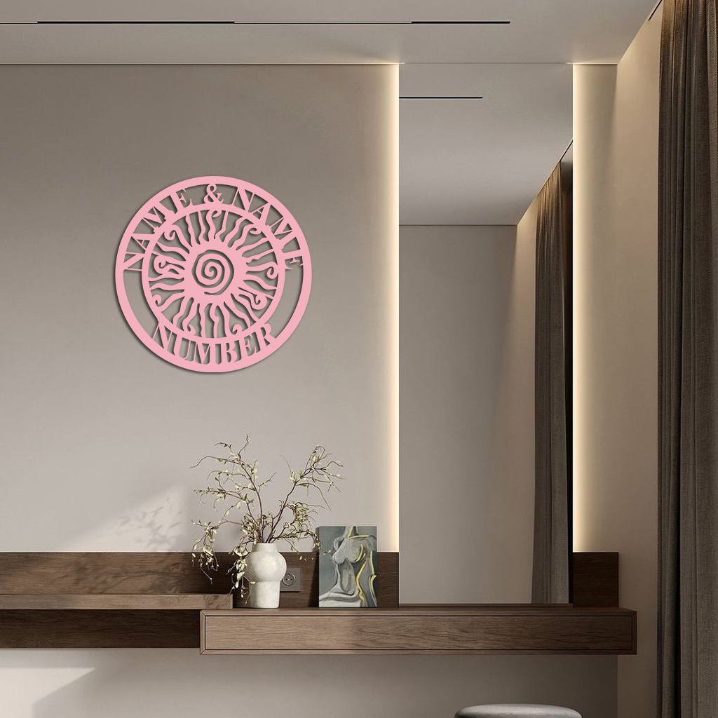 Personalized Sun Spiral Metal Wall Art – Custom Name & Number Outdoor Decor - KAFGP129 - Tampa Home & Garden Store
