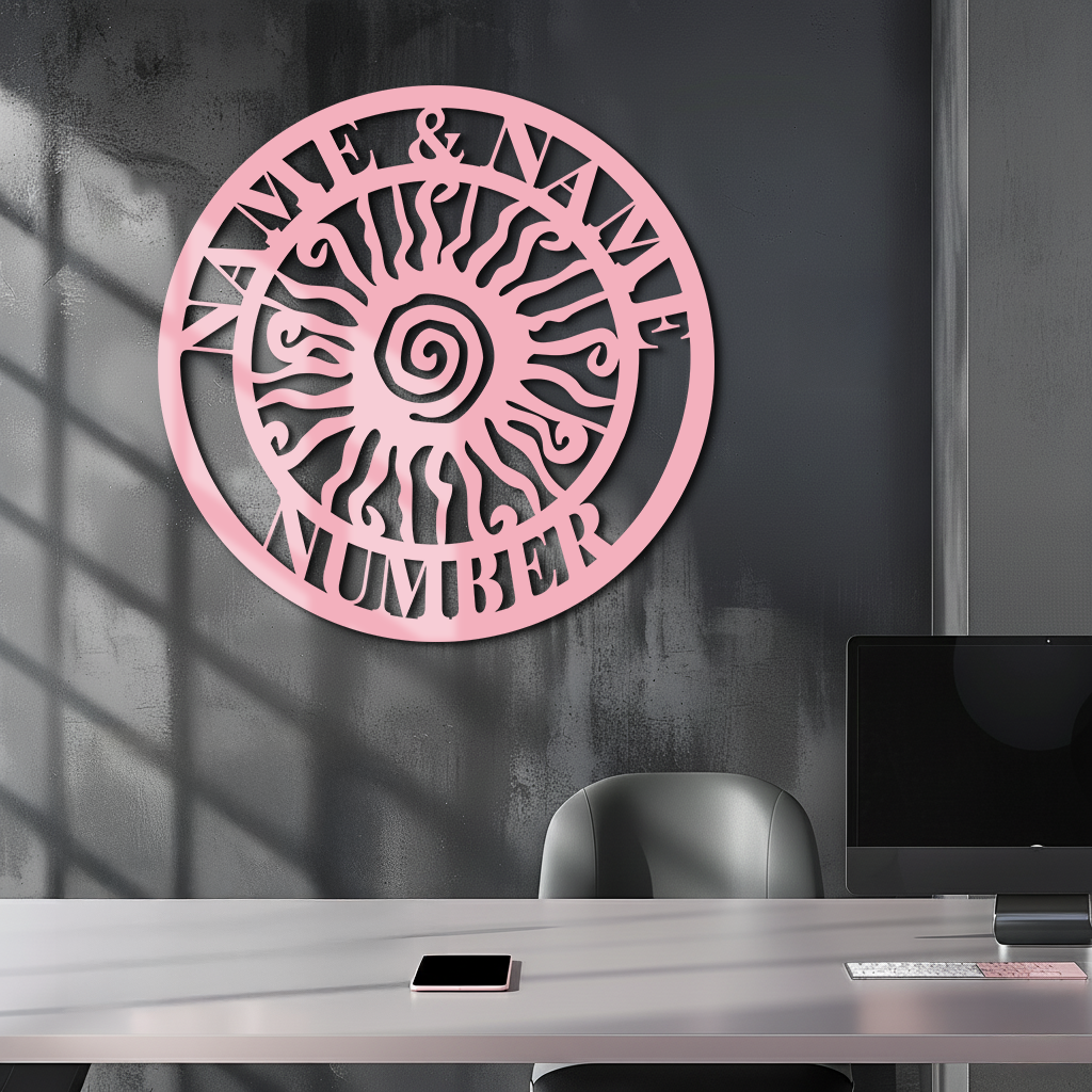 Personalized Sun Spiral Metal Wall Art – Custom Name & Number Outdoor Decor - KAFGP129 - Tampa Home & Garden Store