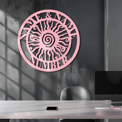 Personalized Sun Spiral Metal Wall Art – Custom Name & Number Outdoor Decor - KAFGP129 - Tampa Home & Garden Store