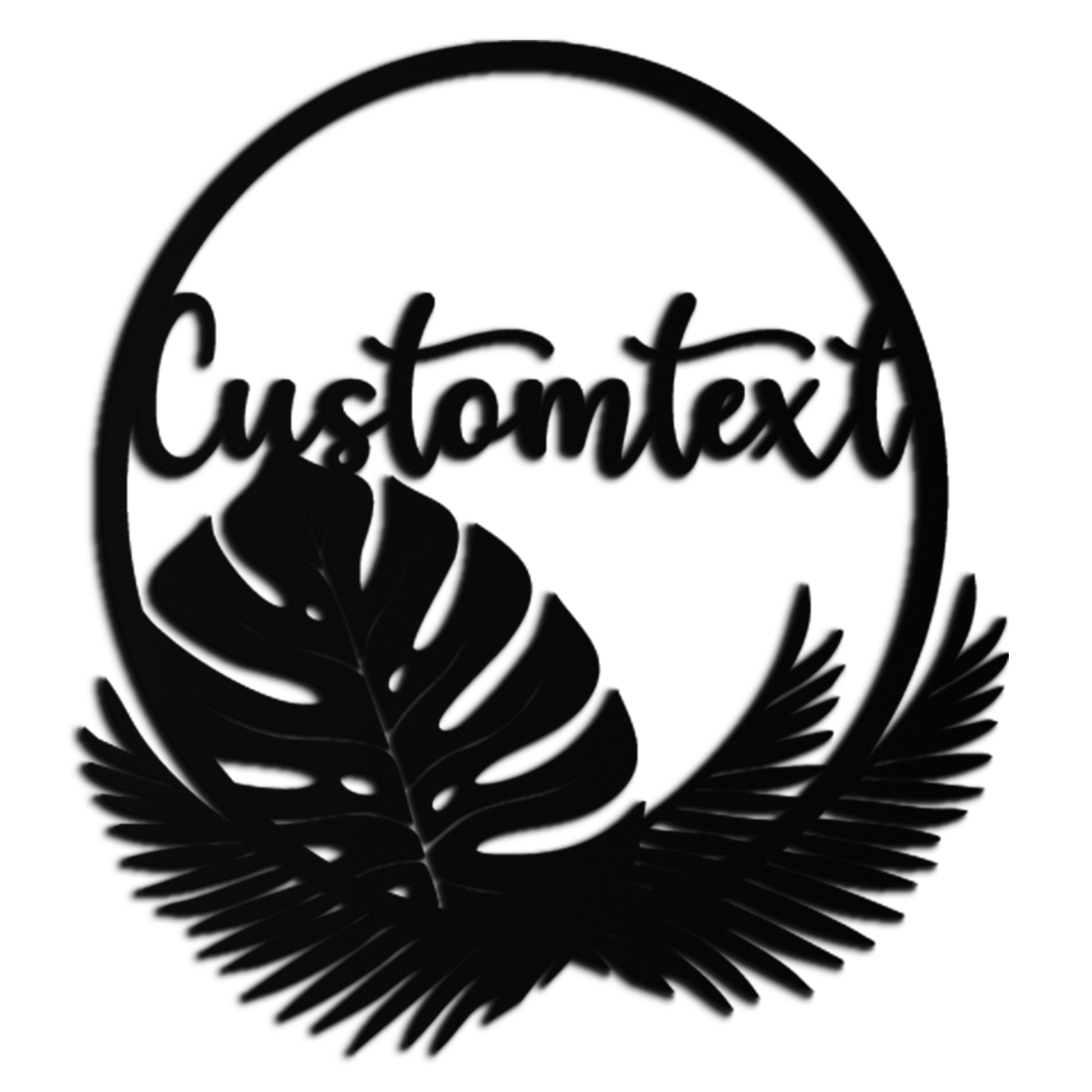 Personalized Tropical Leaves Metal Wall Art – Custom Text Circular Black Steel Decor for Modern Home and Event Spaces- KAF444 - Tampa Home & Garden Store