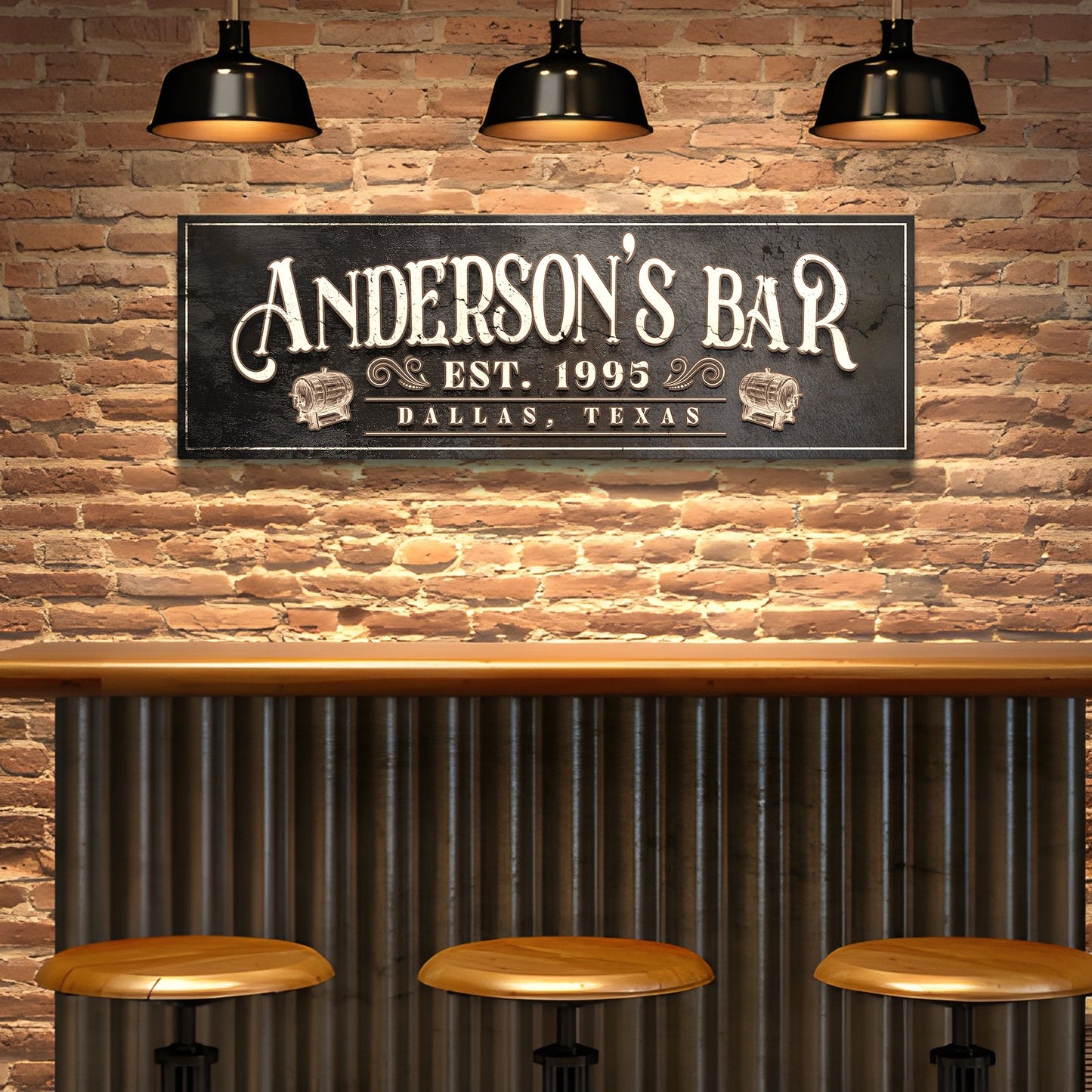 Personalized Bar Sign II canvas crafting sign by Tailored Canvases, vintage black lettering on Tampa Home & Garden Store