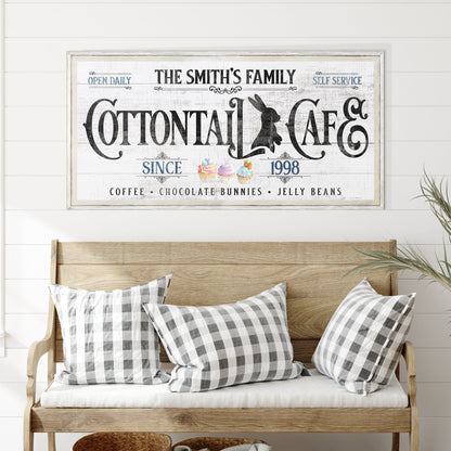 Personalized Easter Bunny Sign Canvas by Tailored Canvases; distressed vintage typography on Tampa Home & Garden Store
