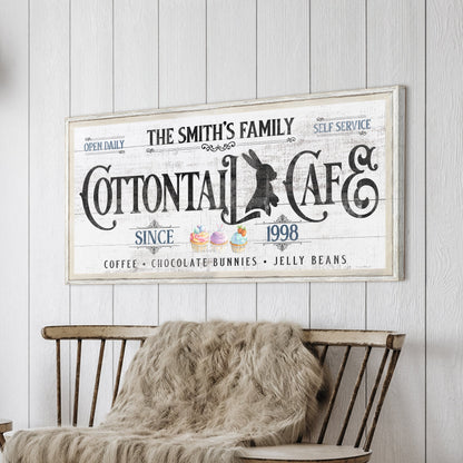 Tailored Canvases personalized Easter Bunny Sign canvas with vintage typography and pastel on Tampa Home & Garden Store