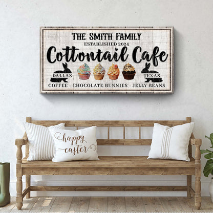 Personalized Easter Bunny Sign II canvas crafting print with rustic wood and cupcakes on Tampa Home & Garden Store