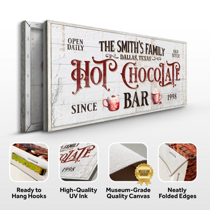 Personalized Hot Chocolate Bar Sign canvas by Tailored Canvases, rustic whitewashed finish on Tampa Home & Garden Store