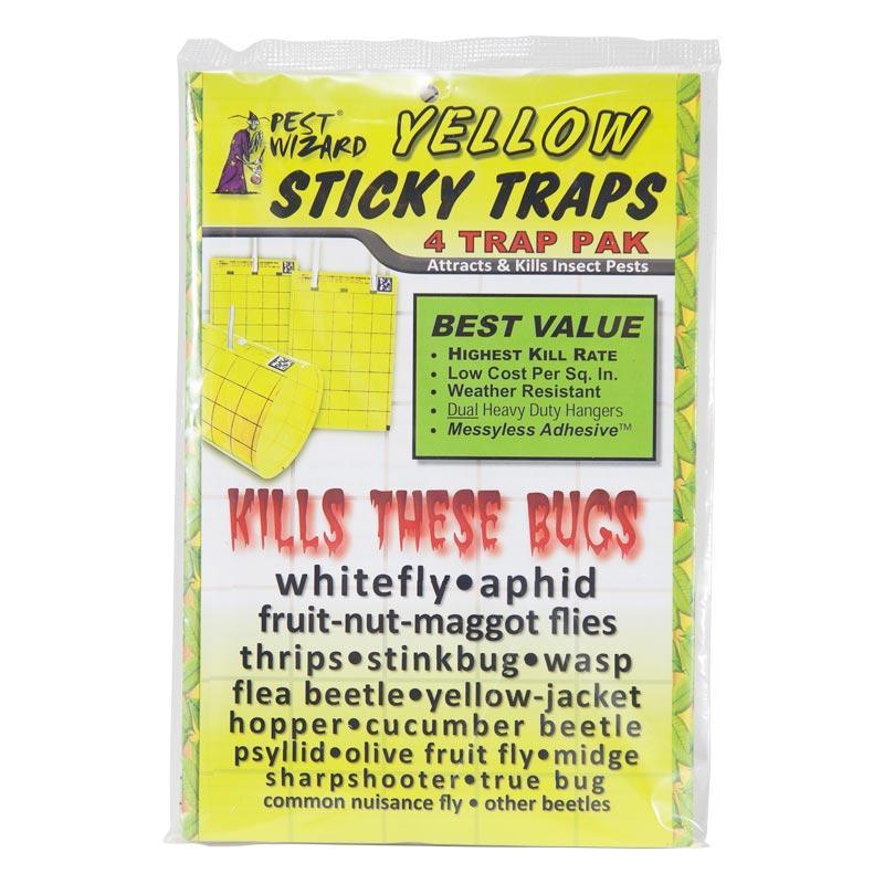 Pest Wizard Yellow Sticky Card Trap, Large 4-Pack - Tampa Home & Garden Store