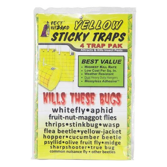 Pest Wizard Yellow Sticky Card Trap, Large 4-Pack - Tampa Home & Garden Store