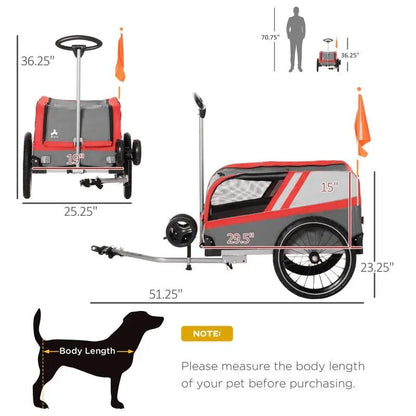 Pet Bike Trailer 2-in-1 Travel Stroller - Tampa Home & Garden Store