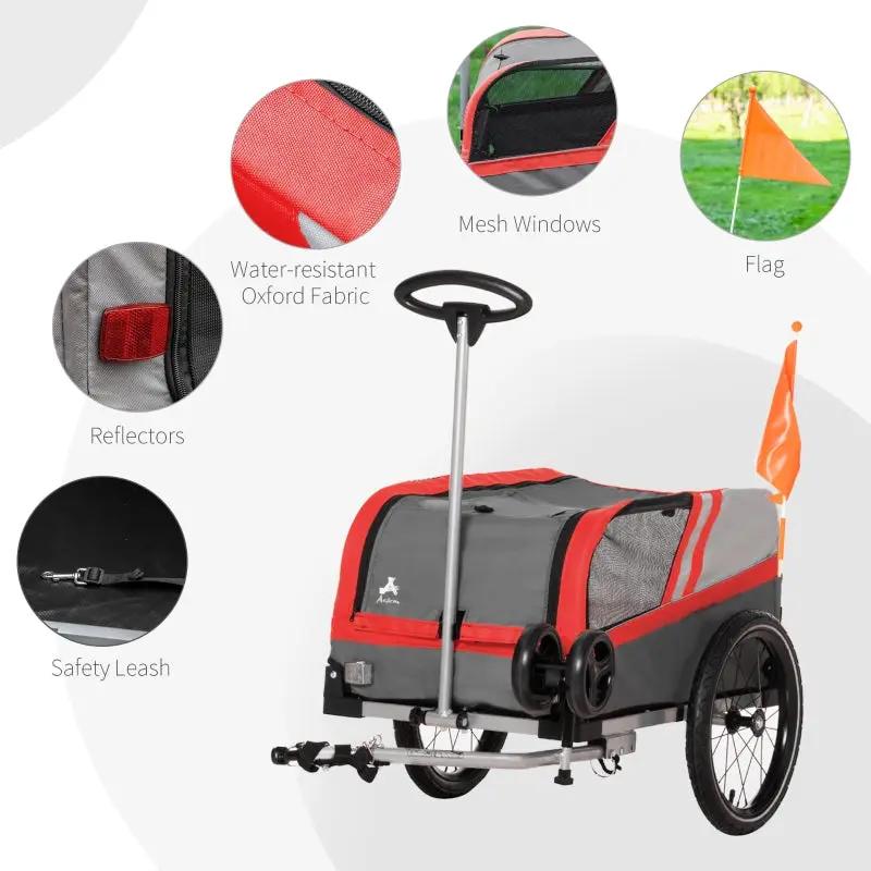 Pet Bike Trailer 2-in-1 Travel Stroller - Tampa Home & Garden Store