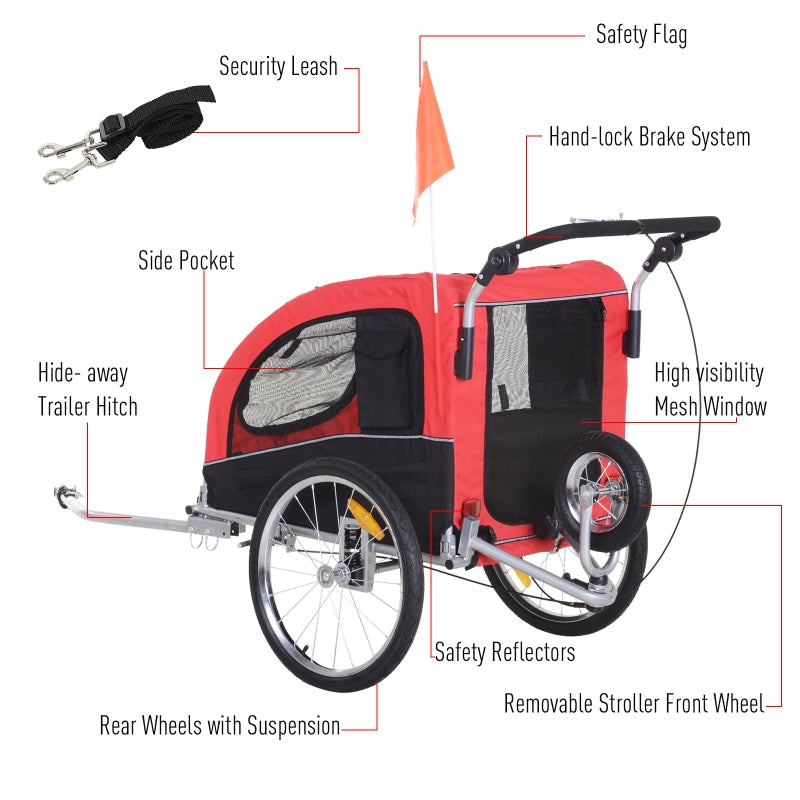 Pet Dog Bicycle Trailer Jogger with Suspension - Tampa Home & Garden Store