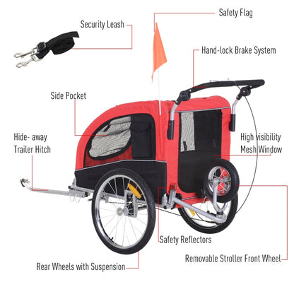Pet Dog Bicycle Trailer Jogger with Suspension - Tampa Home & Garden Store